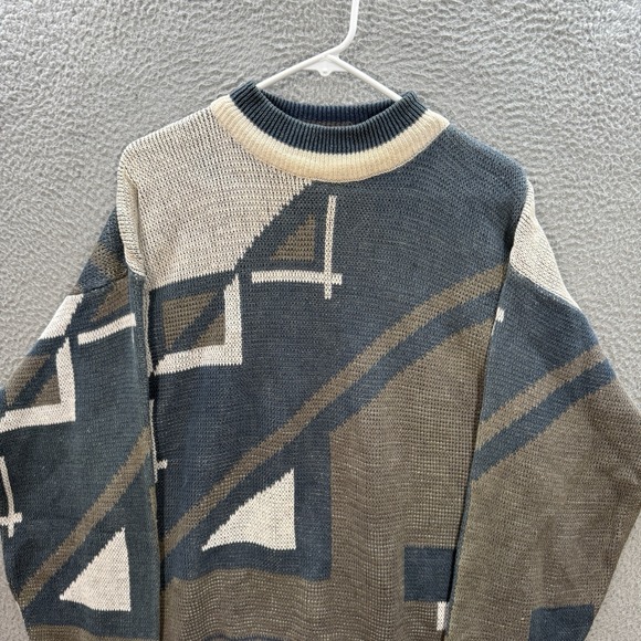 Vintage Private Club Sweater Adult Large Multicolor Geometric Knit Crewneck 90s - Picture 8 of 9